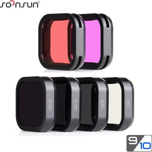 SOONSUN Filters Kit CPL, ND8, ND16, ND32, Diving Filter for GoPro Hero 9 Black Go Pro 9 nd Filter Camera Lens Accessories