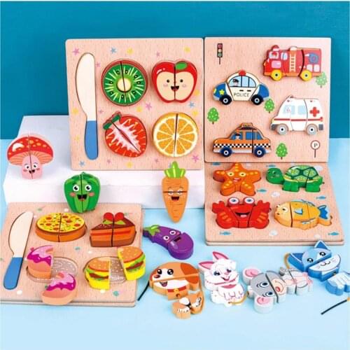 Fruit Cut Toy Wooden Color Perception Building Blocks Simulation Educational Accessory