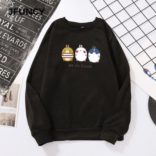 JFUNCY Oversized Autumn Sweatshirt Women Pullover Hoodies Kawaii Cartoon Woman Loose Clothes Long Sleeve Casual Female Tops