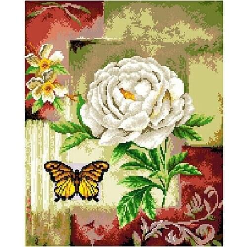 Embroidery Package Best Quality Cross Stitch Kits Unopen New Luxurious Flower Peony Butterfly Free shipping
