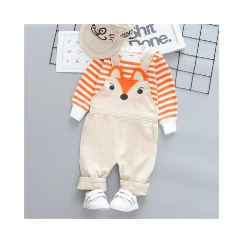 Baby Boy Clothing Set Spring Autumn Fashion Cotton Striped Shirt+Bib Pants 2pcs Kid Boys Girls Outfits Toddler Cute Clothing