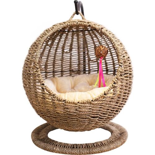 Round winter cats nest general purpose for semi closed opening with pad washable cat bed house basket pet supplies cat hammock