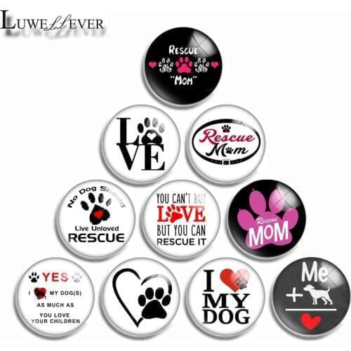10mm 12mm 16mm 20mm 25mm 328 10pcs/lot Love Cat Dog Mix Round Glass Cabochons Jewelry Findings 18mm Snap Button Charm Bracelet
