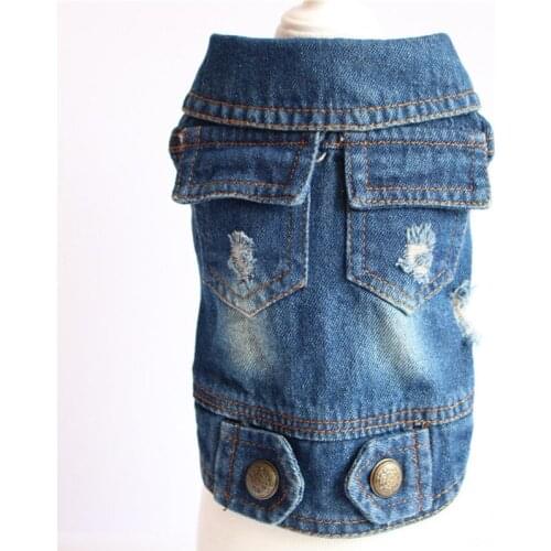 New Spring Summer Autumn Xs Dog Clothes For Small Dogs Boy Girls Teddy Pocket Hole Jean Jacket Vest Puppy Outfit Pet Clothing