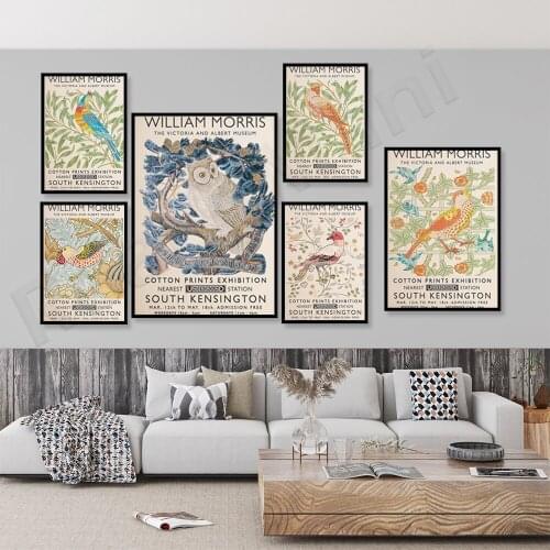 Swan Owl Bird Leaf Flower William Morris Wall Art Canvas Painting Nordic Posters and Prints Living Room Decoration Wall Picture
