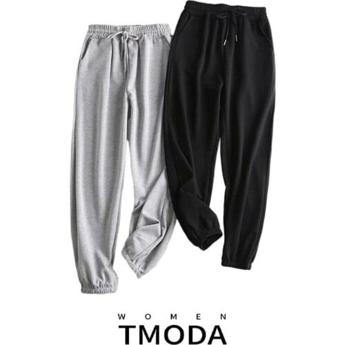 TMODA1278 2021 Summer Fashion Women Pants Gray Cargo Strethy Waist Pants Loose Trousers Joggers Female Sweatpants Streetwear