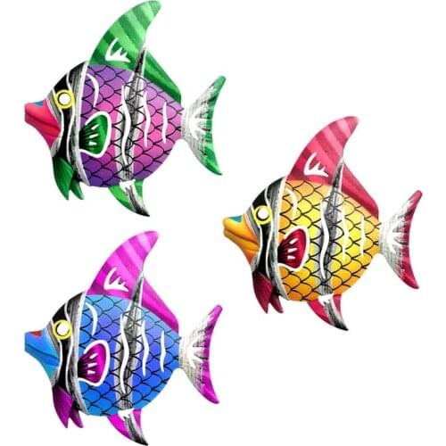 Fashion3pcs/Set Garden Decor Bedroom Ornament Hanging Home Wall Art Bathroom Sculpture Metal Fish Patio Living Room Crafts