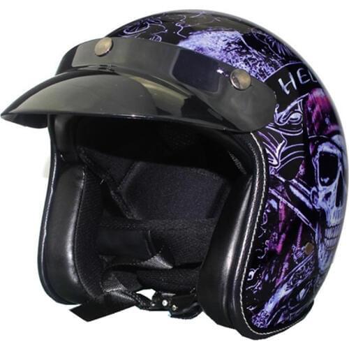 ZR052 purple skull Design motorcycle helmet 3/4 Jet helmet DOT ECE approved
