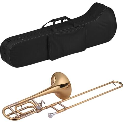 Muslady Intermediate Bb Flat Tenor Slide Trombone with F Attachment Including Mouthpiece Carry Case Gloves Cleaning Cloth