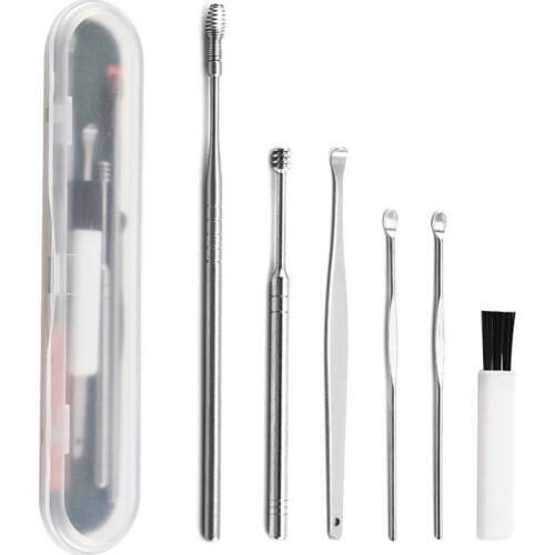 6pcs Portable Ear Cleaner Set Ear Cleaning Spiral Earpick Ear Wax Remover Ear Curette Spiral Spoon Earpick Set Cleaning Tools