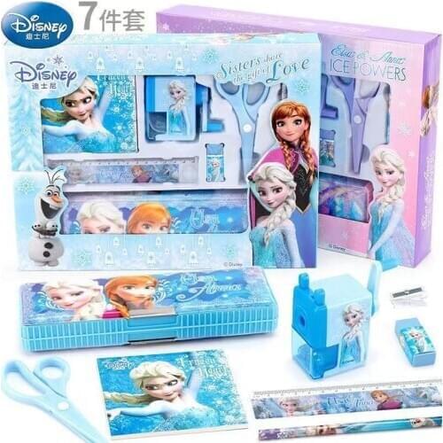Disney Student Stationery Set Frozen Elsa Childrens Day Birthday Gift School Supplies Gift Box