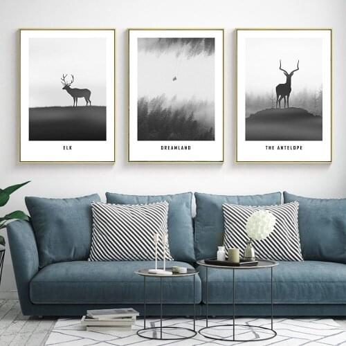 NEW Deer Landscape Canvas Painting Nordic Poster and Print Abstract Wall Art Picture for Living Room Home Decor Unframed