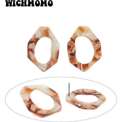 New 30*22mm 4PCS High Quality Acetic Acid Resin Irregular Smooth Earring Base Connectors Linkers for DIY Earring Accessories