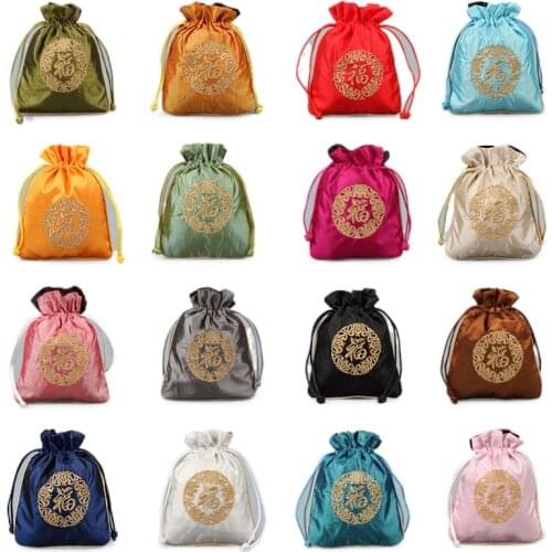 Wholesale Fu Word Kam Pumping Bags Accessories Jinhe Lace Party Chinese Gift bags 14cm*12cm