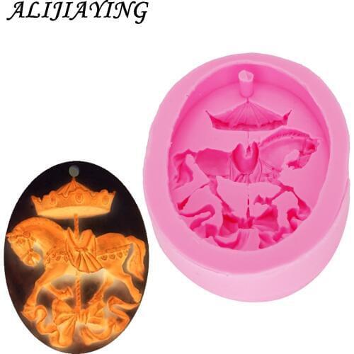 Trojan bow Sugarcraft silicone mold horse fondant mould Baby birthday cake decorating tools chocolate Soap mold D1303