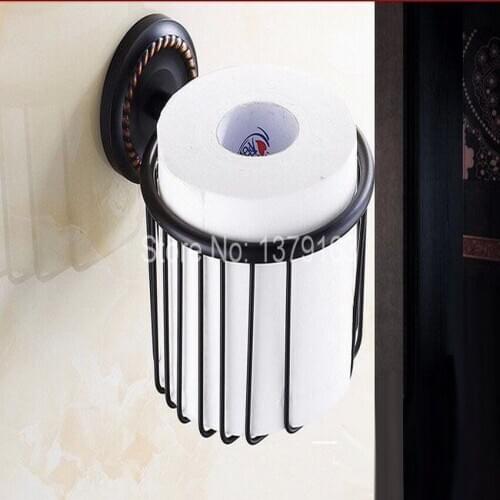 Modern Black Oil Rubbed Bronze Wall Mounted Toilet Paper Roll Holder Shower Storage Basket aba217