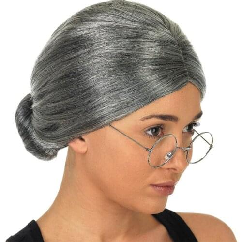 Old Woman Woman Silver Hair Great Santa Claus Grandmother Hairpiece Christmas Headwear Dress Up Show Wig Cosplay Party Tools