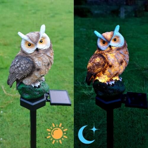 Owl Shape Solar Powered LED Night Lights Lawn Ornament IP65 Waterproof Garden Exterior Lamp Outdoor Landscape Statue Night Lamp