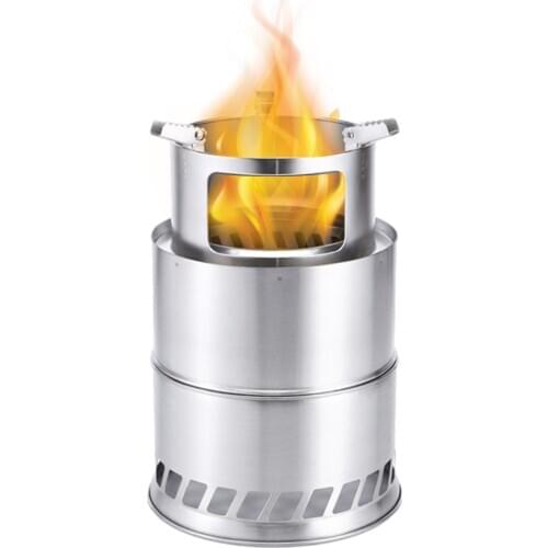 Camping Lightweight Stove Stainless Steel Windproof Wood Burning Furnace Picnic BBQ Portable Outdoor Cooking Mini Stove Campfire