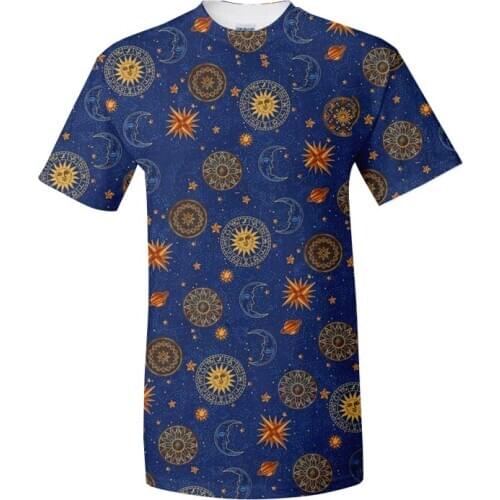 Totem print magic eyes vintage dark blue and black custom oversize Men t-shirt
