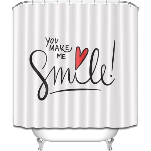 72'' Bathroom Waterproof Fabric Shower Curtain 12 Hooks Bath Accessory Sets You Make Me Smile And A Red Heart Warm Words Custom