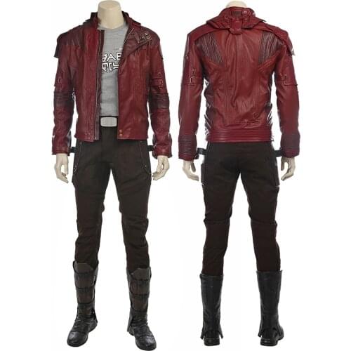 Adult Men Galaxy 2 Superheroes Peter Quill Cosplay Costume Halloween Party Outfit Full Props Suit With Boots