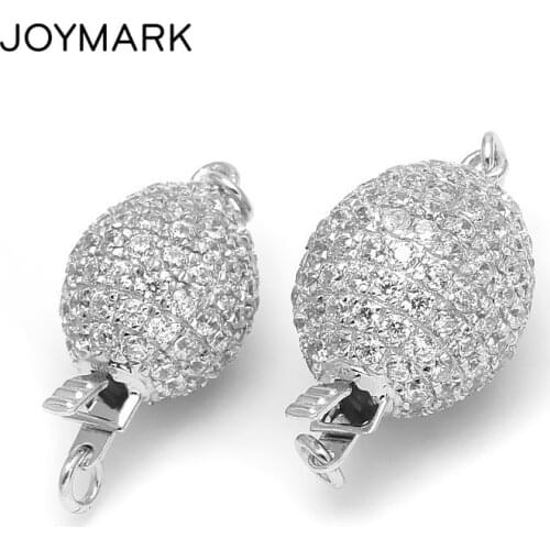 Hot 10mm 12mm Water Drop Shape Zircon Micro Pave S925 Sterling Silver Box Clasps For Pearl Jewelry Making Accessories SC-BC209