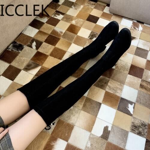 2020 Size 34-41 Winter Over The Knee Boots Women Stretch Fabric Thigh High Sexy Woman Shoes Long Bota Feminina Zapatos De Mujer
