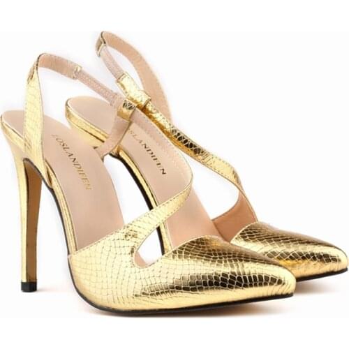 Women Slingbacks Pumps Sexy Stiletto Ankle Strap High Heels Crocodile Grain Pointed Toe Ladies Party Dress Wedding Shoes