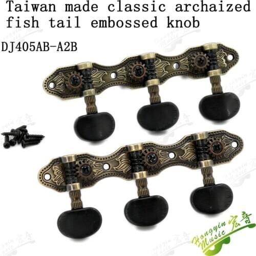 1 Pair Left and Right Classical Guitar String Tuning Pegs Machine Heads Antique Fish Cameo Pure Copper Tuners Keys Parts DJ405AB