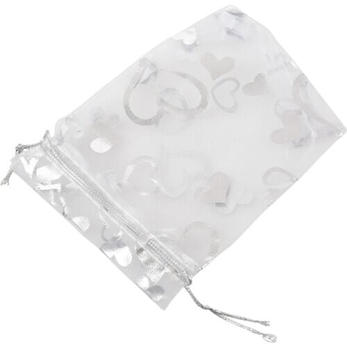 25X Silver Organza Wedding Favor Gift Bag Pouch 12x10cm