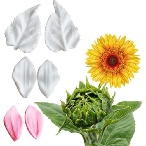 3 Styles Sunflower Flower Veiners Silicone Molds Fondant Sugarcraft Gumpaste Resin Clay Water Paper Cake Decorating Tools M2316