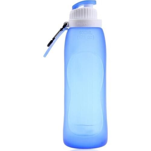 500ML Foldable Leakproof Silicone Cycling Travel Water Bottle Outdoor Sports Double Bottle Outdoor for Camping Hiking Cycling