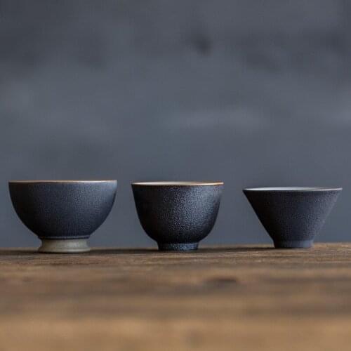 Antique Ru Kiln Tea Cup Personal Ceramic Single Master Cup Wujinsha Black Vintage Tea Bowl Accessories Home Decor