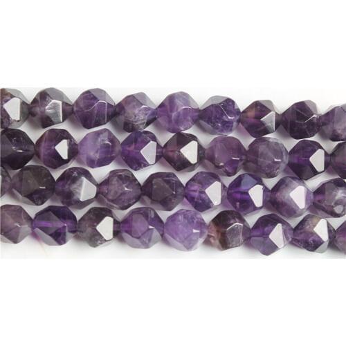 LIngXiang 6/8/10/12mm naturally carves small flat Amethyst loose beads for jewelry DIY stone bracelets and necklaces