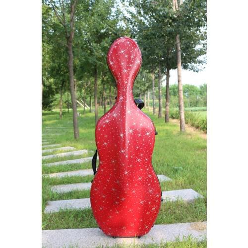 Red cello case 4/4 carbon fiber composite material 3.6kg with wheel