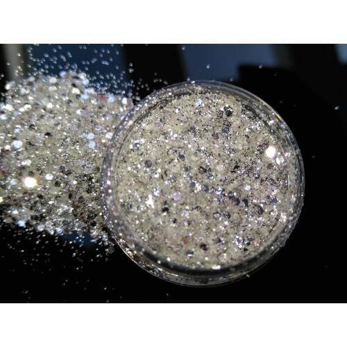 PURE 100% BEST SILVER SHINING UV Glitter Powder Dust Sheet Nail Art Decorations Small Fine Glitter ,5G Jar,YTKL02265221148712212