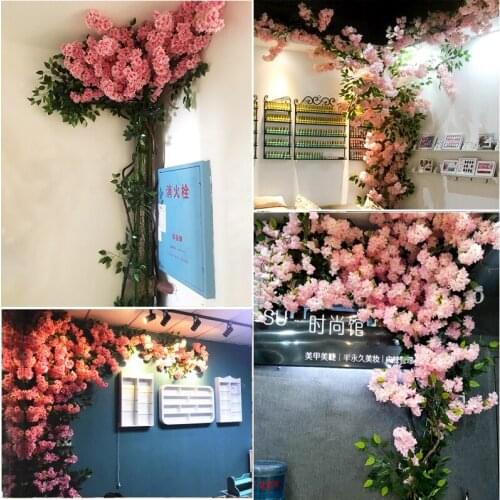 Simulation Cherry Blossom silk flower false branch indoor living room floor flower decoration ornament flower vase