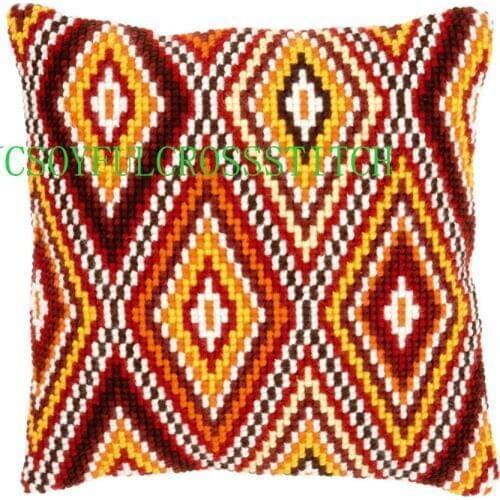 CX0756 DIY Needlework Kit Unfinished Acrylic Yarn Embroidery Pillow Tapestry Canvas Cushion Front Cross Stitch Pillowcase