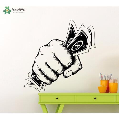 YOYOYU Business Wall Decals Money Hand Pattern Wall Stickers Interior Office Art Design Decor Sign High Quality Logo ModernSY509