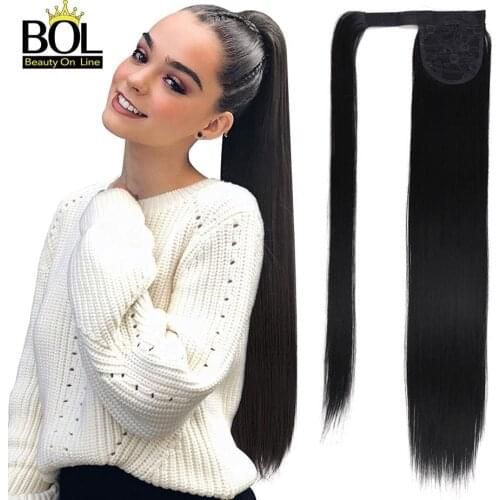 Beauty On Line Synthetic Ponytail Magic tie Ponytail Long 28inches Straight Ponytail Extension Wrap Around Ponytail Clip in Hair