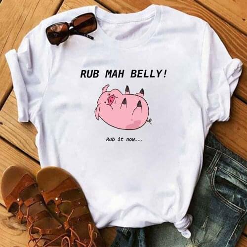 Harajuku Women T-Shirt Pig Print Casual Tee Summer Short Sleeve O Neck Cheap Clothes China Top Cute Fashion Trend 90s Animal Top