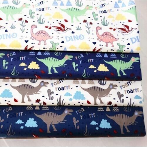 Baby Boy Cotton Fabric Printed Dinasour Kids Quilting Cloth for DIY Sewing Bed Sheet Handmade Patchwork Material