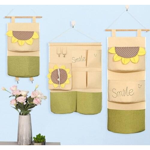Cotton Linen Storage Bags Wall Hanging Door Pouch Bedroom Organizer Pocket Home Decoration Accessories Sundries Container Bags