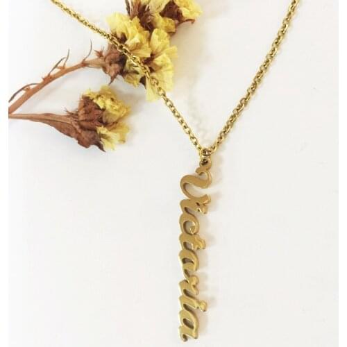 Customized Stainless Steel Name Necklace Custom Personalized Letter Pendant Necklace Women Nameplate Gift