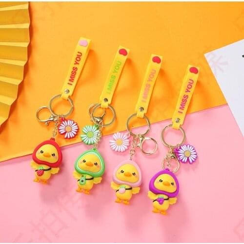 Creative Duck Keychain Cartoon Cute Doll Backpack Decoration Bag Pendant Car Key Accessories Keyring Send Friend Gift New 2021