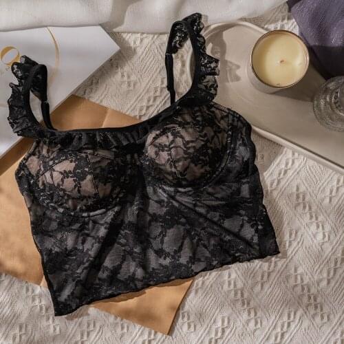 Lace brassiere femme outside the vest sexy lady lingerie lace women underwear thin bralettewedding bridal home wear cloth