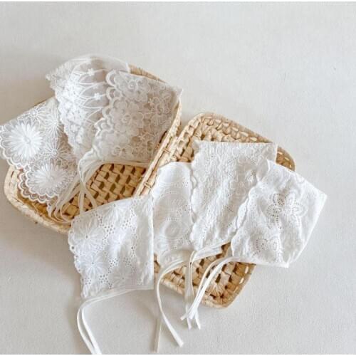 Baby Girls Lace Caps Hats Cute Lovely Newborn Baby Photography Props Flower Bonnet Hat Kid Princess White Cotton Caps