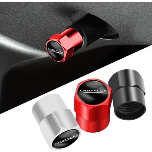 4Pcs Metal Wheel Valve Stem Caps Car Styling Tire Valve Tyre Caps For Chrysler 300c Voyager Town Country Grand Voyager Cruiser