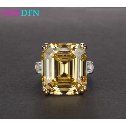 OEKDFN 100% S925 Sterling Silver Ring For Women 14*16mm AAAAA+ Zircon Engagement Wedding Jewelry Anniversary Womens Rings Gift